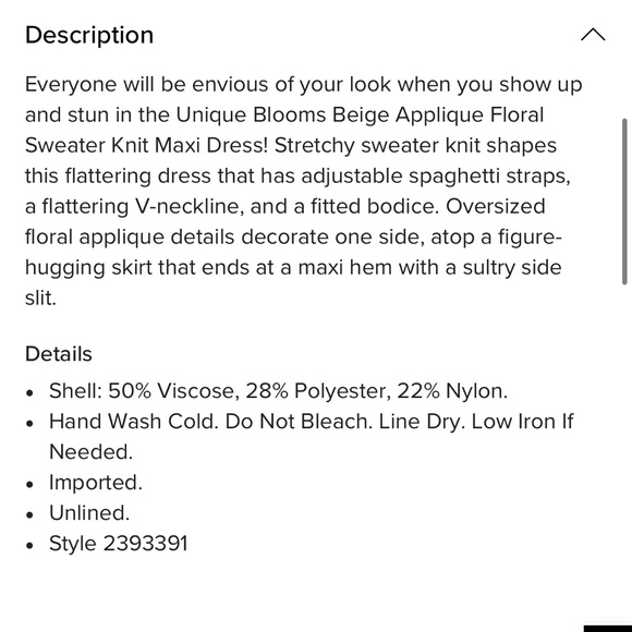 WORN ONCE - LULUS Unique Blooms Beige Applique Floral Sweater Knit Maxi Dress - Picture 6 of 14